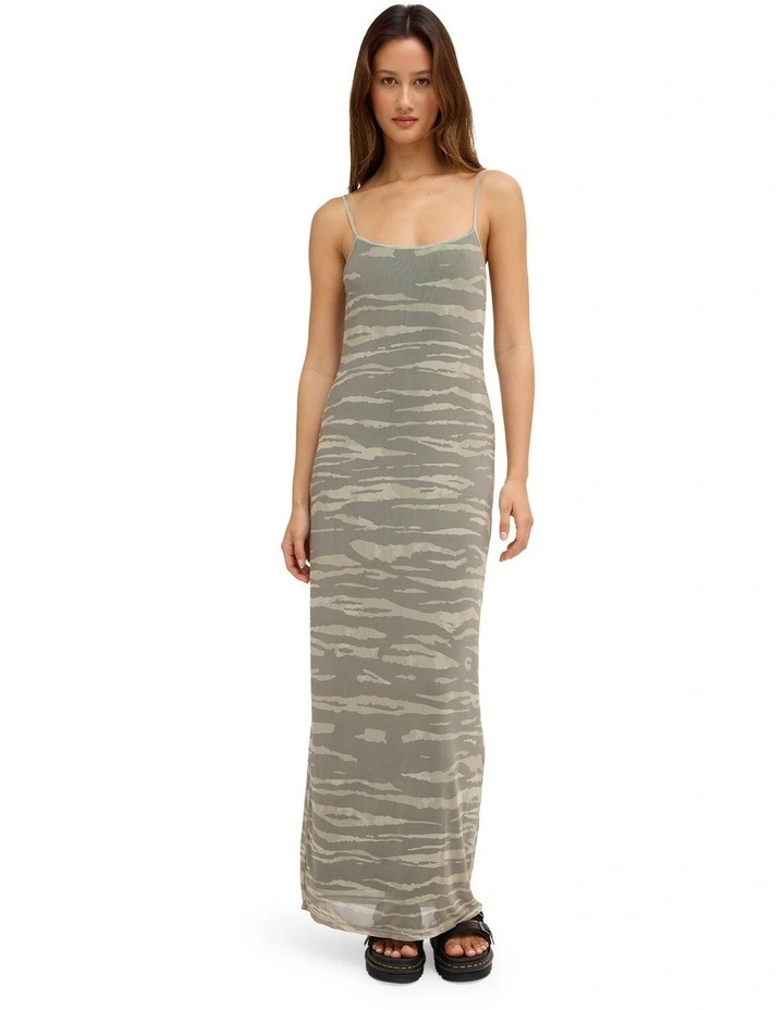 Wicked Lightning Maxi Slip Dress in Pale Khaki image 1