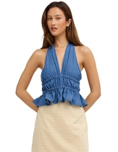 Ambient Halter Top in Denim