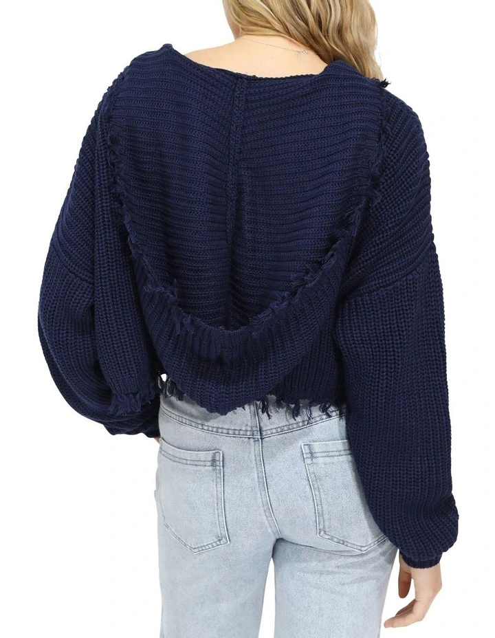 Another Love Fringe Cardigan in Navy image 4
