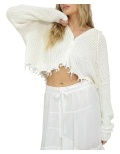 Another Love Fringe Cardigan in Cream