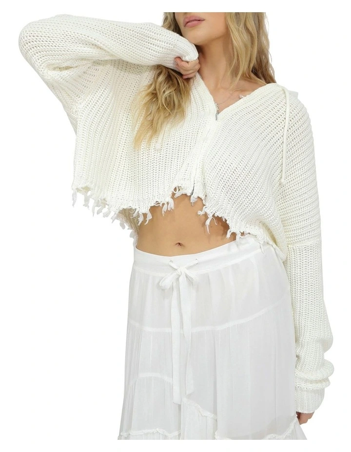 Another Love Fringe Cardigan in Cream image 1