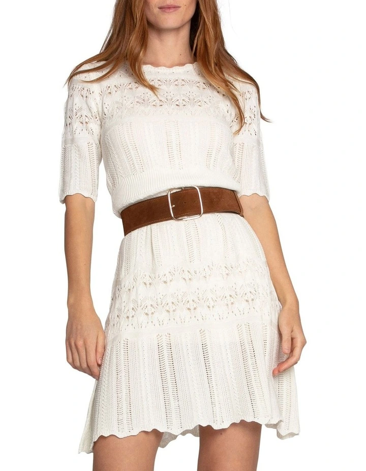 Everbloom Crochet Mini Dress in Cream image 1
