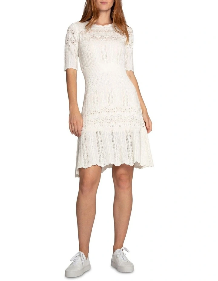 Everbloom Crochet Mini Dress in Cream image 2