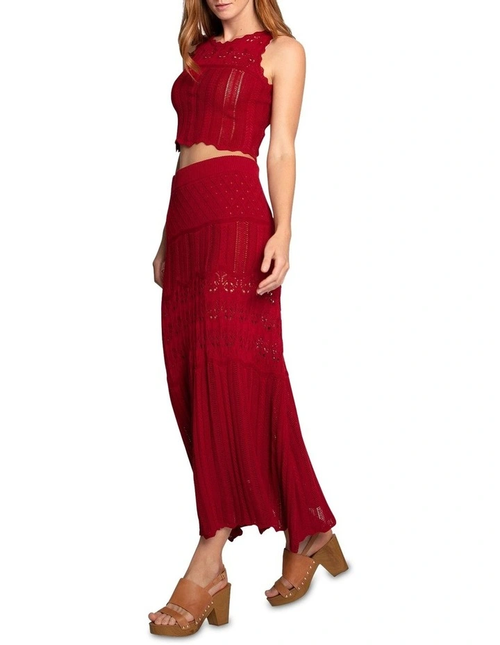 Harvest Haze Crochet Maxi Skirt in Berry image 2