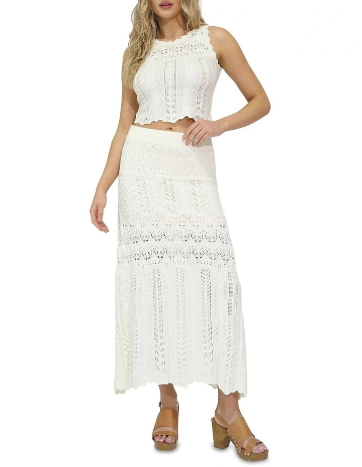 Harvest Haze Crochet Maxi Skirt in Cream image 1
