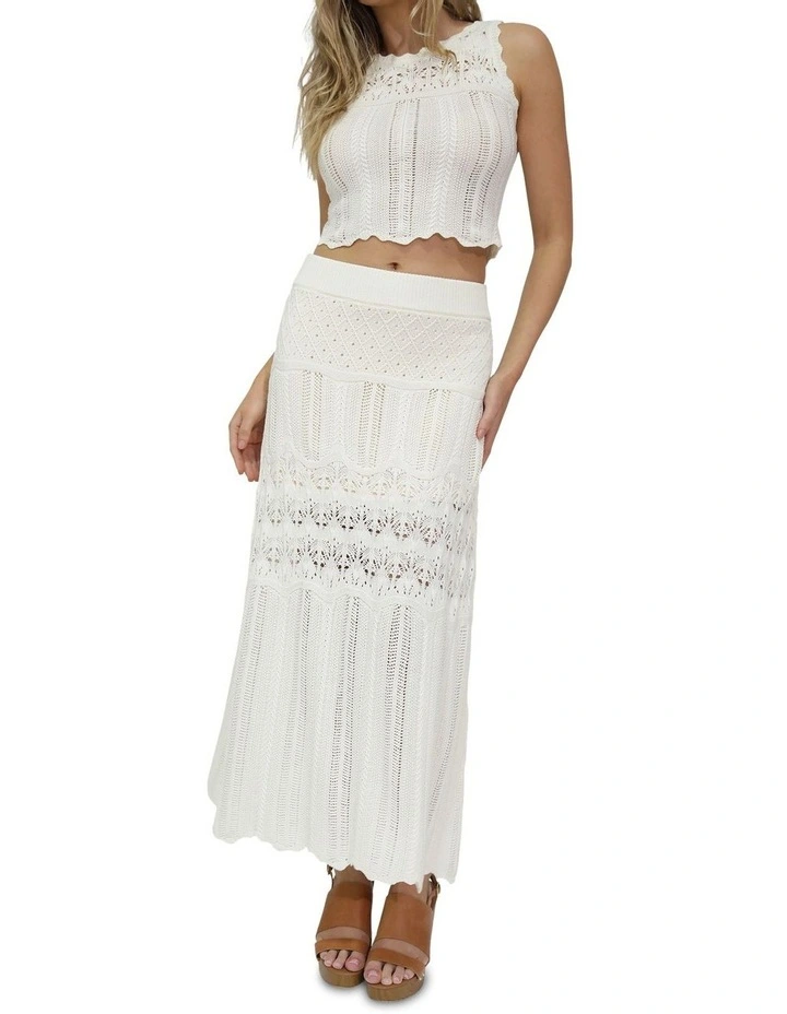 Harvest Haze Crochet Maxi Skirt in Cream image 2