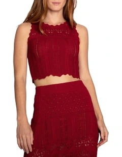 Harvest Haze Crochet Crop Top in Berry