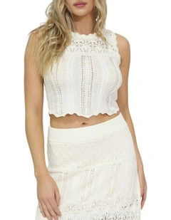 Harvest Haze Crochet Crop Top in White