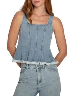 Hold Me Brave Denim Top in Stonewash