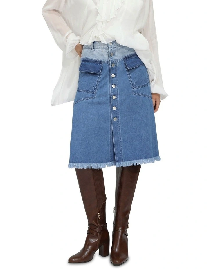 Let Me Wander Denim Skirt in Stonewash image 2