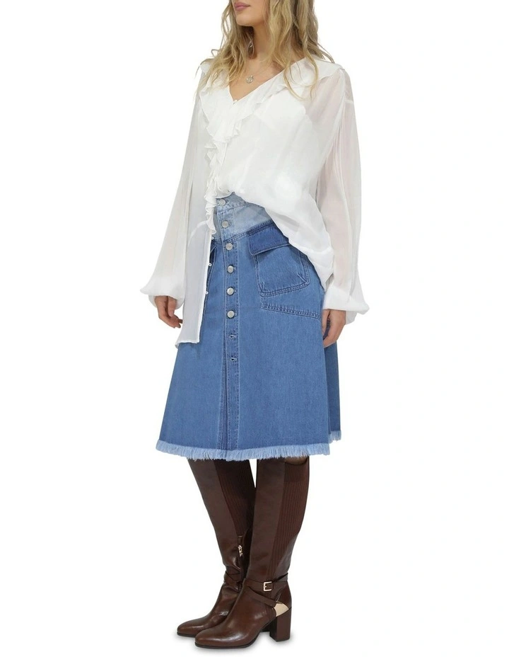Let Me Wander Denim Skirt in Stonewash image 3
