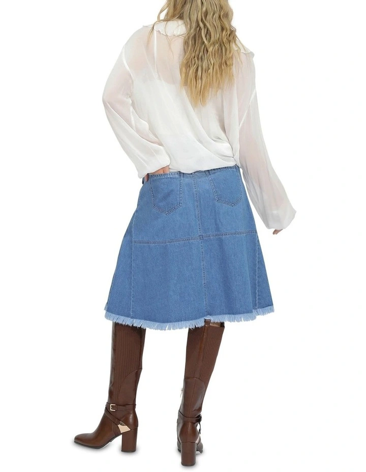 Let Me Wander Denim Skirt in Stonewash image 4