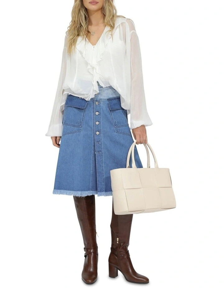 Let Me Wander Denim Skirt in Stonewash image 5