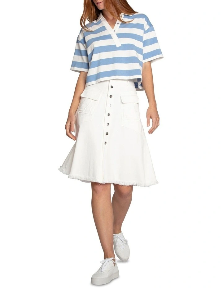 Let Me Wander Denim Skirt in Off White image 4