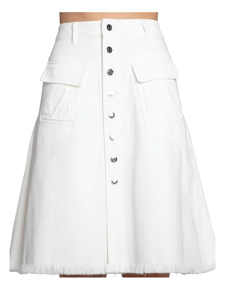 Let Me Wander Denim Skirt in Off White image 6