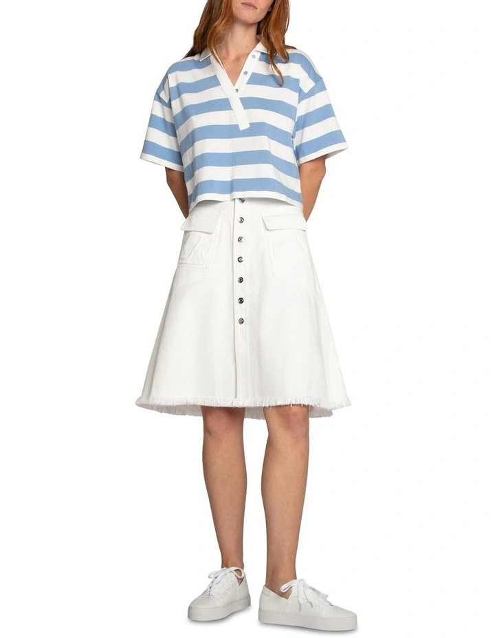 Let Me Wander Denim Skirt in Off White image 7