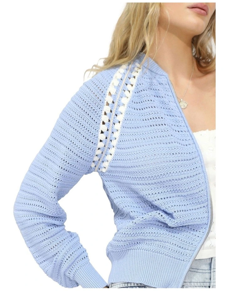 Meadow Breeze Zip Knit Cardigan in Blue image 2