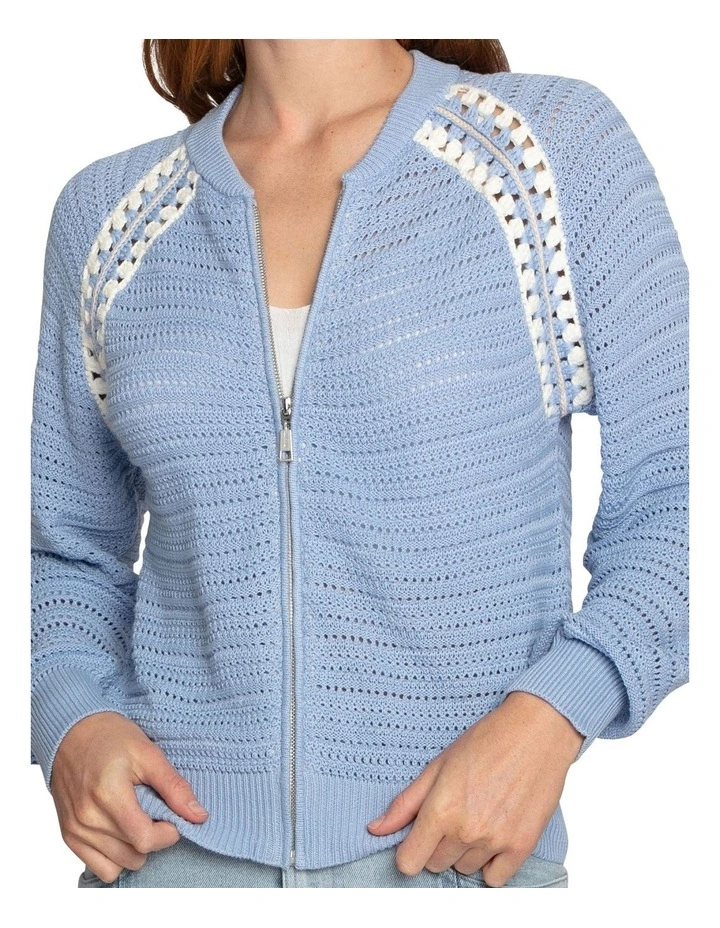 Meadow Breeze Zip Knit Cardigan in Blue image 4
