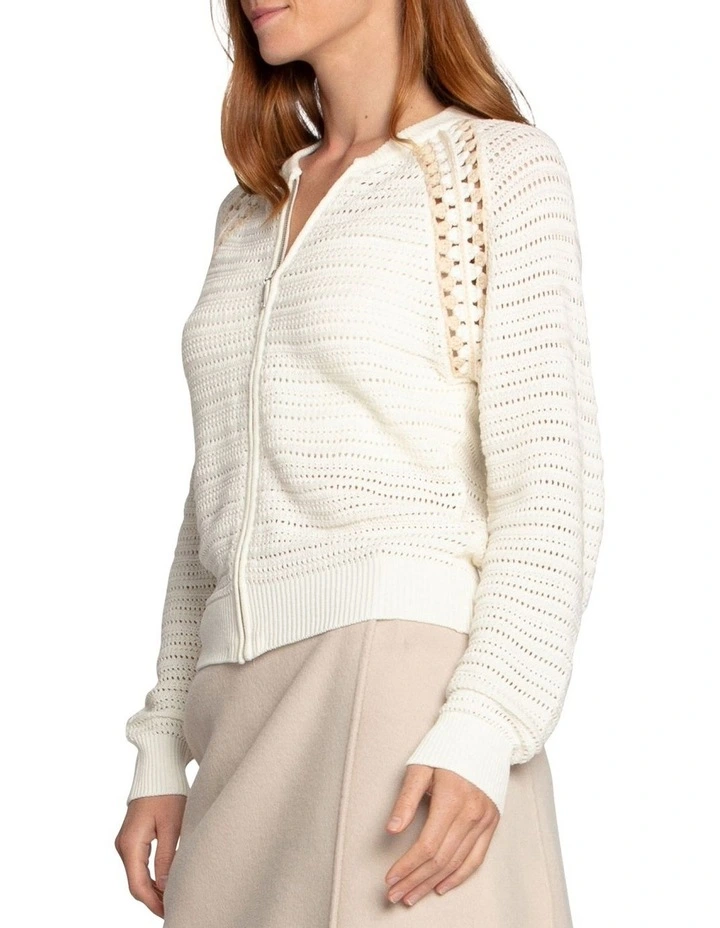 Meadow Breeze Zip Knit Cardigan in Cream image 3