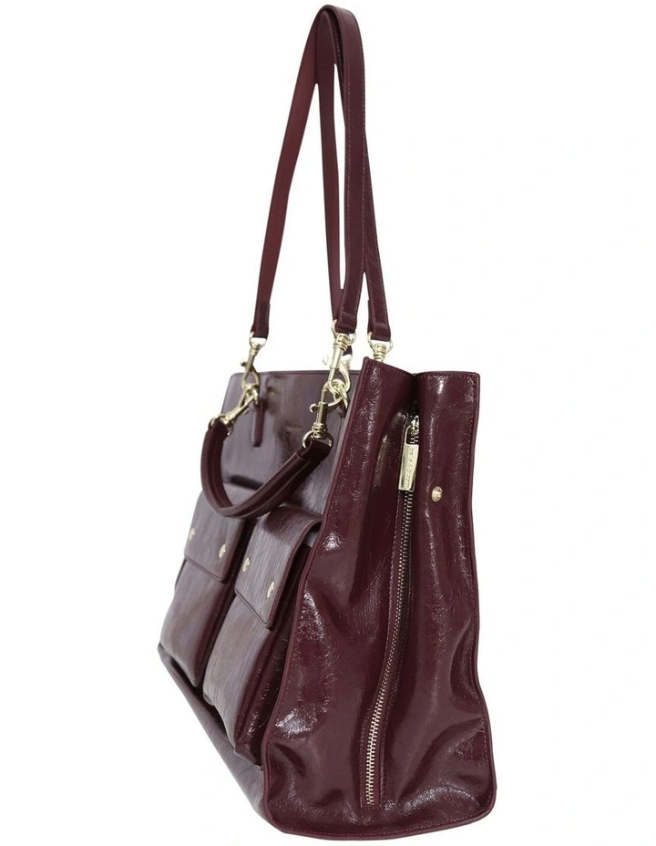 Reflections Leather Shoulder Bag in Burgundy image 3