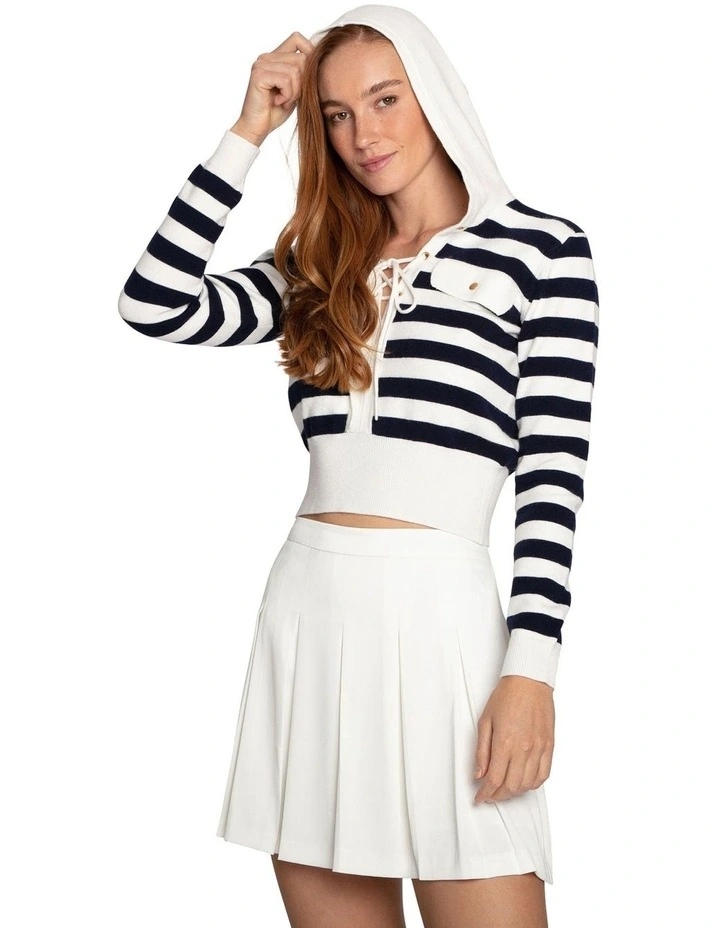 Sail Away Striped Knit Cardigan in Cream image 4