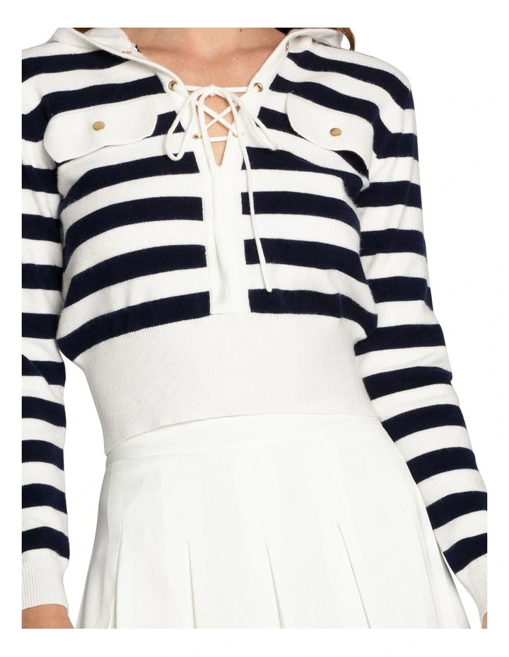 Sail Away Striped Knit Cardigan in Cream image 6