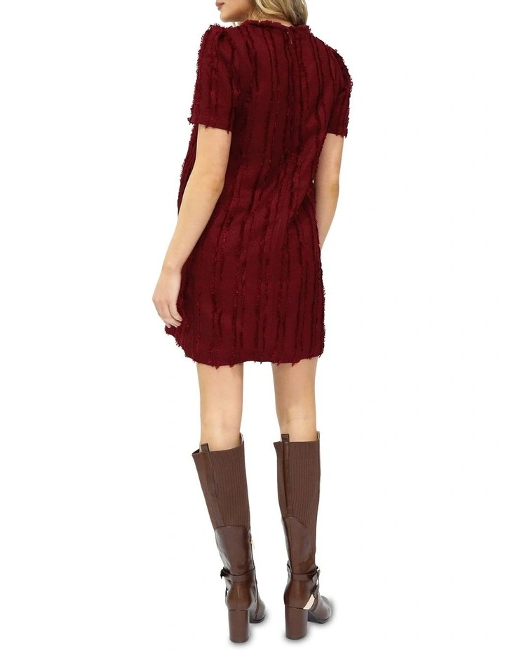 Solana Fringe Shift Dress in Burgundy image 5
