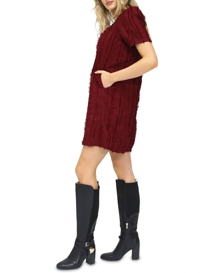 Solana Fringe Shift Dress in Burgundy image 6