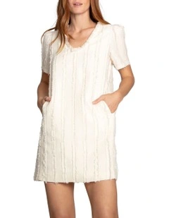 Solana Fringe Shift Dress in Cream