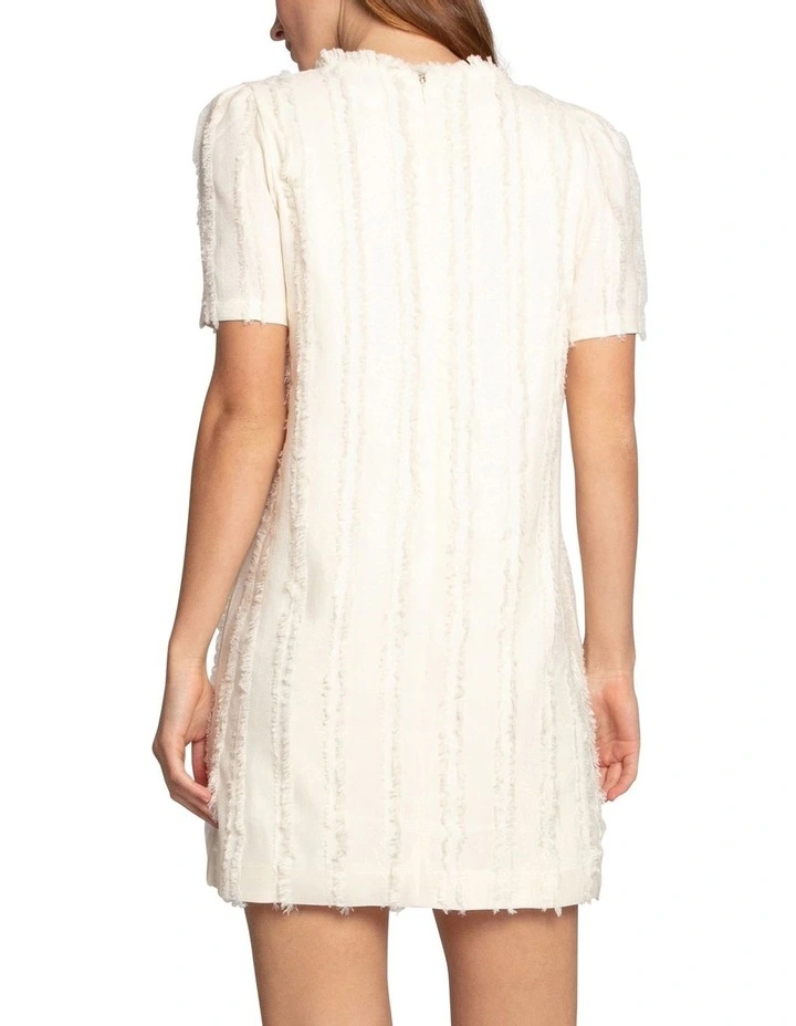 Solana Fringe Shift Dress in Cream image 3