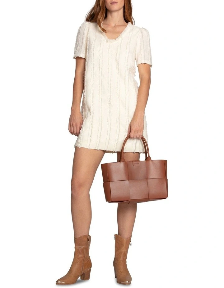 Solana Fringe Shift Dress in Cream image 5