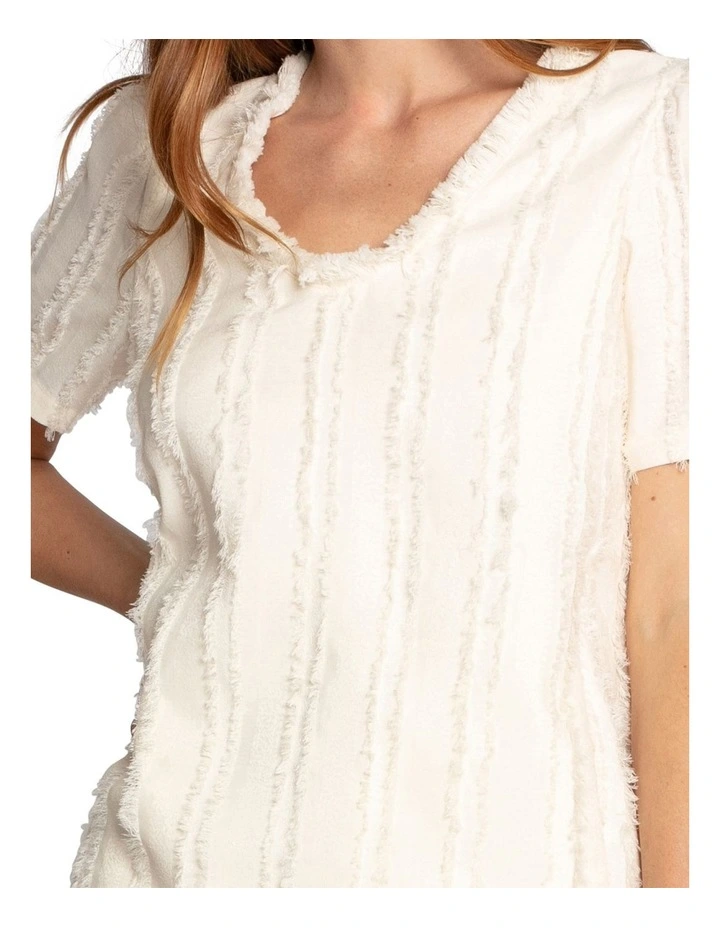 Solana Fringe Shift Dress in Cream image 6