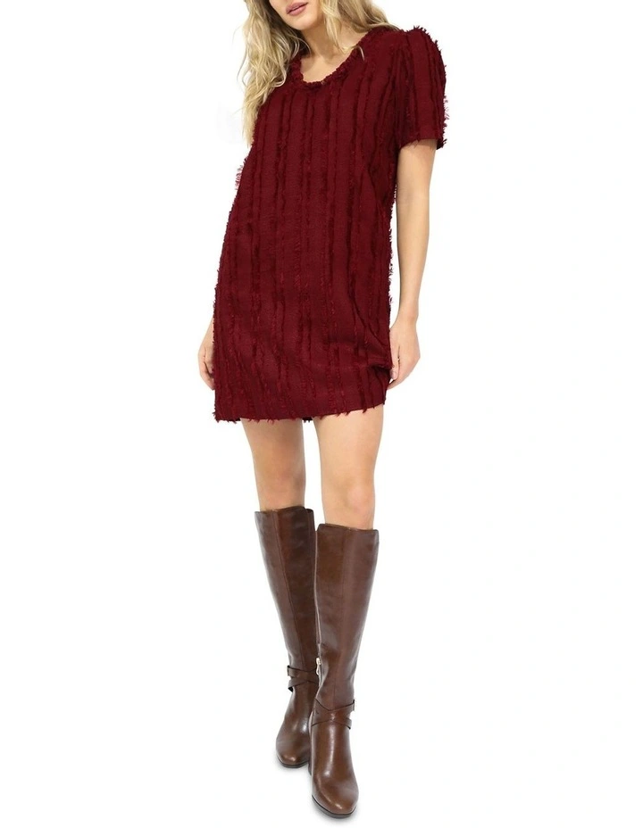 The Softest Spell Ruffle Mini Dress in Burgundy image 2