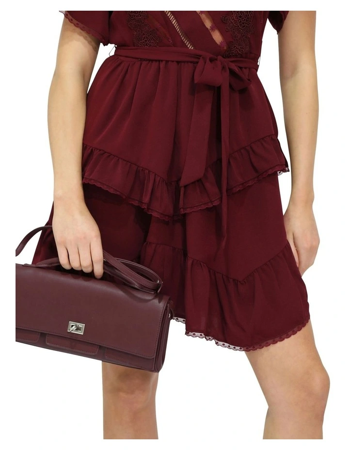 The Softest Spell Ruffle Mini Dress in Burgundy image 7