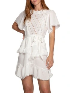 The Softest Spell Ruffle Dress in Off White