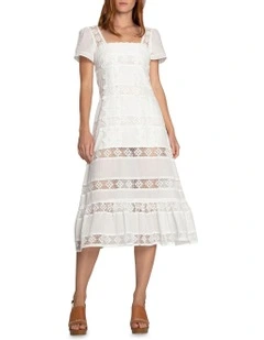 The Wild Rose Hour Lace Dress in White