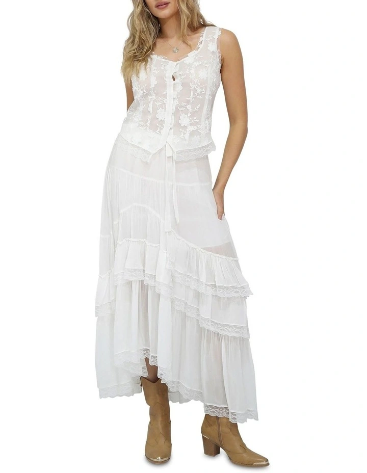 Wanderlace Ruffle Skirt in White image 2