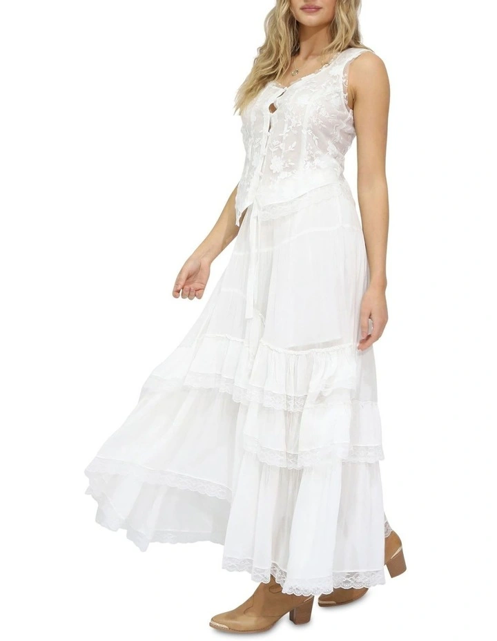 Wanderlace Ruffle Skirt in White image 3