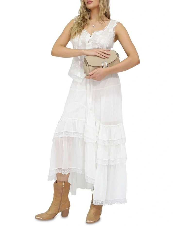 Wanderlace Ruffle Skirt in White image 5