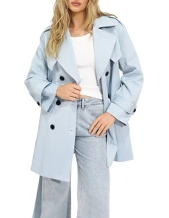 Whispers of Verona Trench Coat in Sky Blue