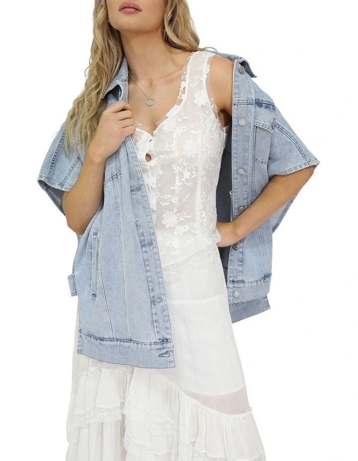 Future Lover Sheer Lace Button Up Blouse in White image 3