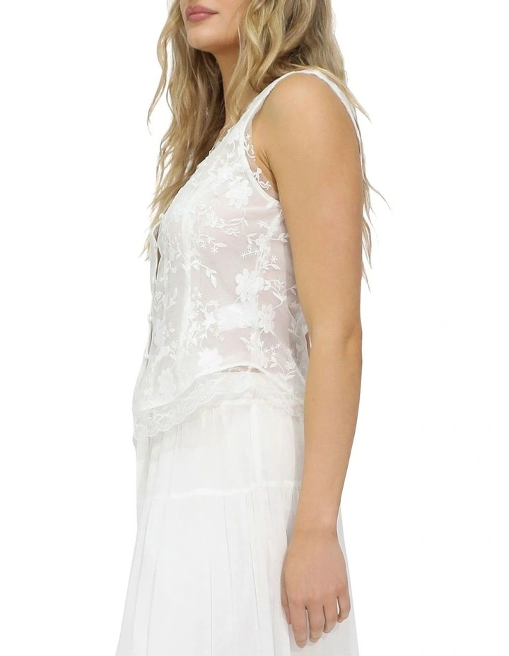 Future Lover Sheer Lace Button Up Blouse in White image 4