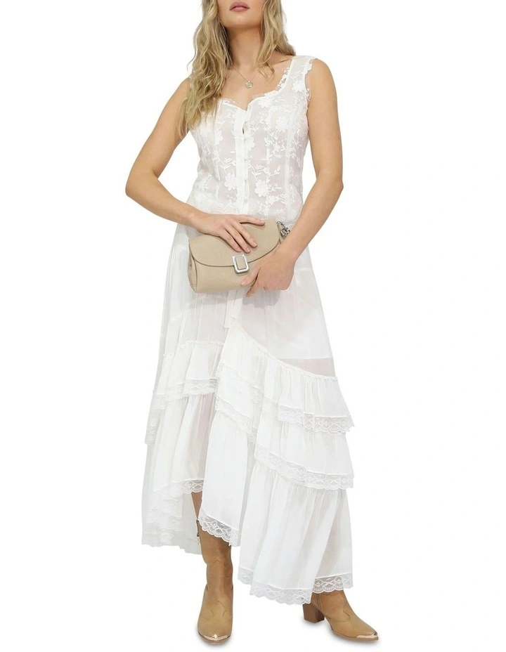 Future Lover Sheer Lace Button Up Blouse in White image 7
