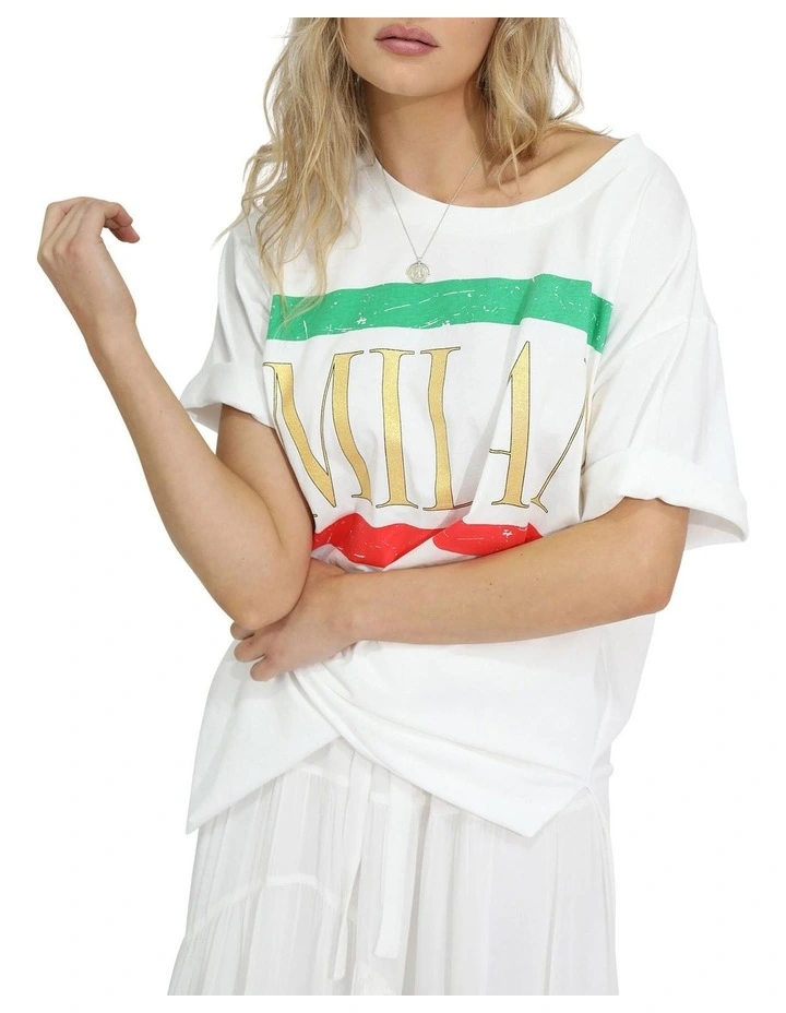 I Love Milan Oversized T-shirt in White image 2