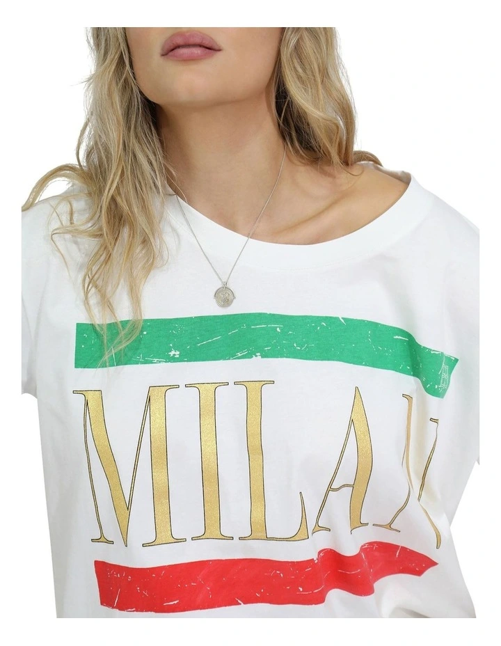 I Love Milan Oversized T-shirt in White image 4