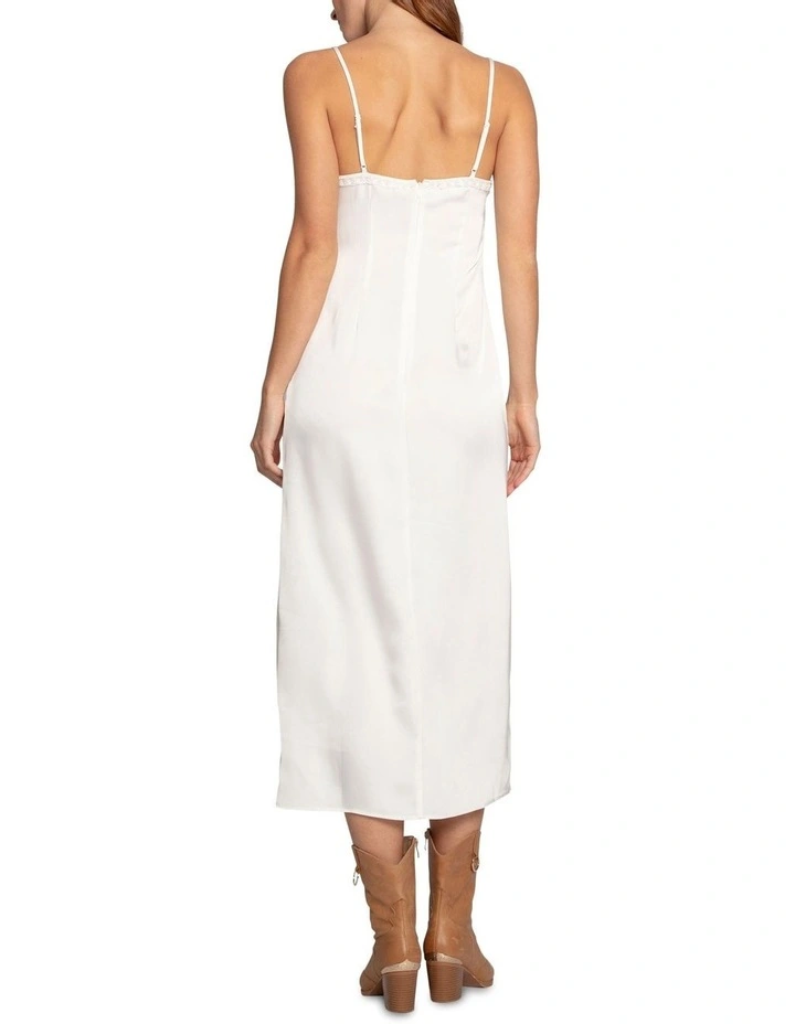 Smoke and Mirror Midi Slip Dress in Off White image 4