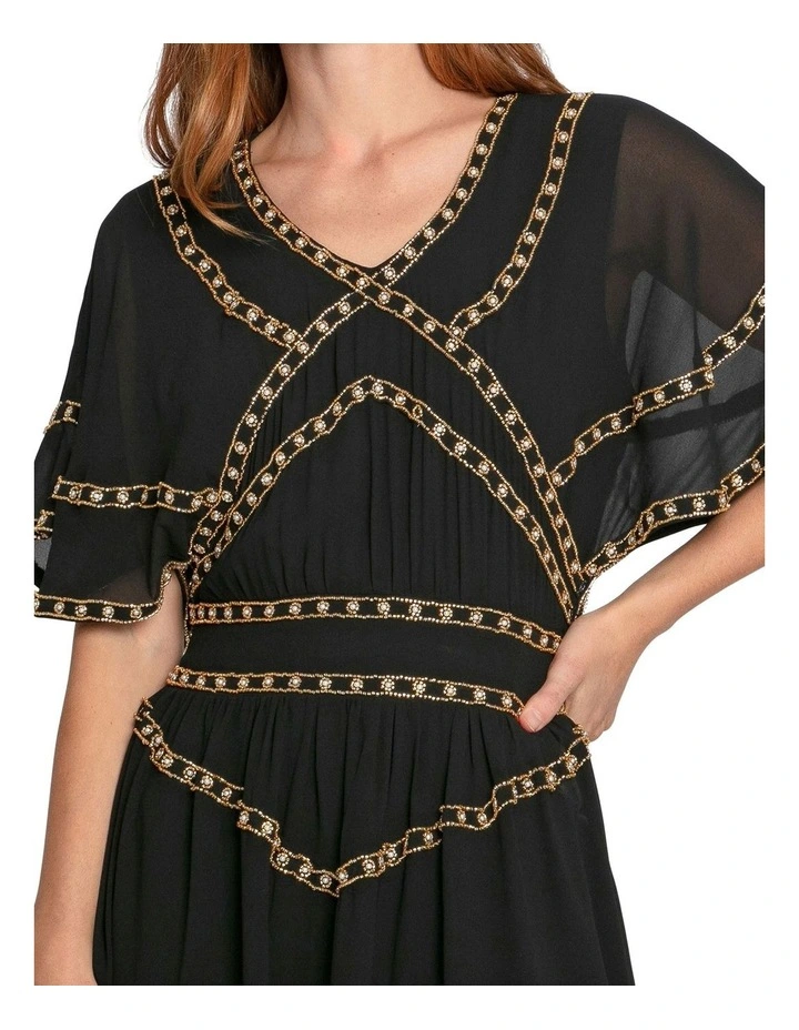 Golden Mark Beaded Trim Mini Dress in Black image 6