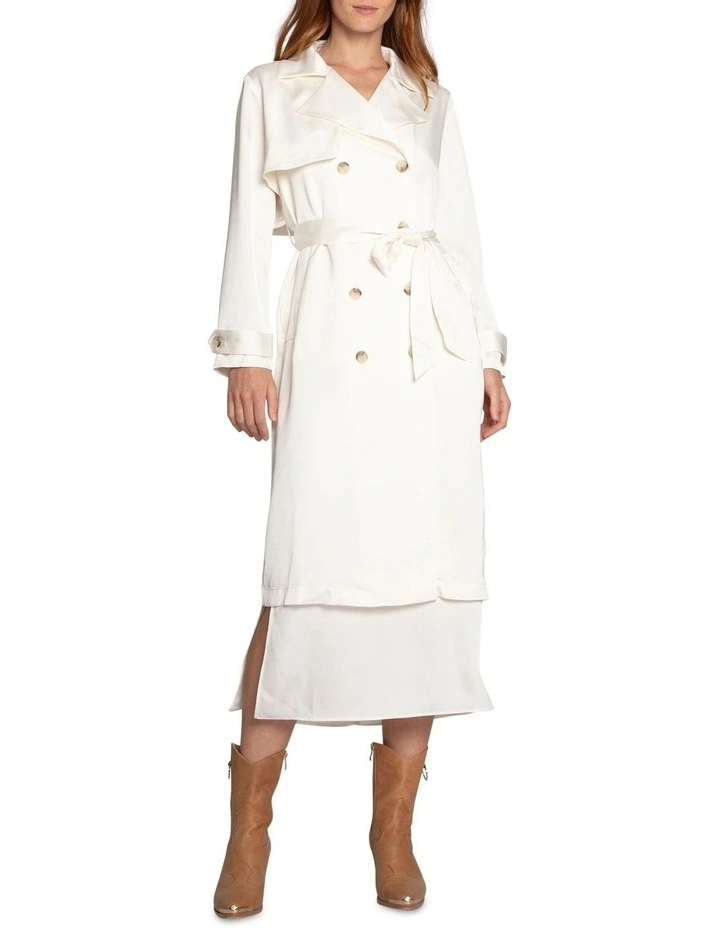 Love Language Satin Trench in Off White image 1