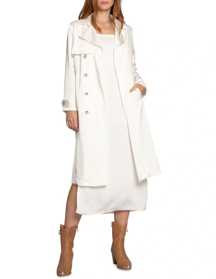 Love Language Satin Trench in Off White image 2