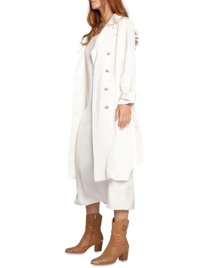 Love Language Satin Trench in Off White image 3